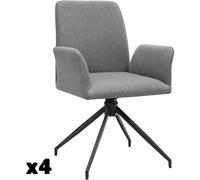 Tectake Juego de 4 sillas giratorias 360º acolchadas, 55,5x58x87 cm, antracita
