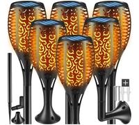 TecTake® Juego de 6 Lámparas Solares LED para Exterior, Luces LED con Sensor Crepuscular y Panel Solar, Farolas Solares Exterior, Lámparas sin Cables con 3 Opciones de Montaje, Resistentes al Agua