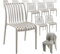 tectake® Juego de 6 Sillas de Jardín, Apilables, Resistentes a Intemperie, Cap. Carga 120 kg, Ligeras, Juego Muebles de Jardín, Muebles de Balcón, Juego de Bistró, Muebles de Exterior - Gris Topo
