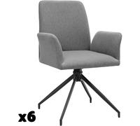 Tectake Juego de 6 sillas giratorias 360º acolchadas, 55,5x58x87 cm, antracita