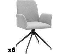 Tectake Juego de 6 sillas giratorias 360º acolchadas, 55,5x58x87cm, gris claro
