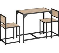 Tectake Juego de comedor industrial de 3 piezas, mesa y 2 sillas madera clara