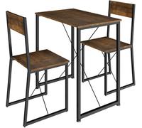 Tectake Juego de comedor industrial de 3 piezas, mesa y 2 sillas madera oscura