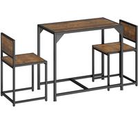 Tectake Juego de comedor industrial de 3 piezas, mesa y 2 sillas madera oscura