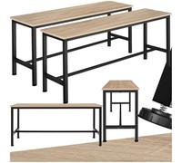 tectake® Juego de Dos Bancos Estilo Industrial con Pies Ajustables - Madera Recibidor Cocina Comedor Entrada, Efecto Roble Sonoma Clara