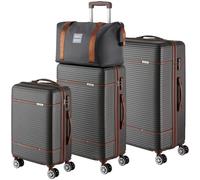 TecTake® Juego de Maletas de 13 Piezas, Maleta Grande, Mediana y de Mano, Maletas de Viaje en ABS e Imitación Cuero, Cerradura TSA, Ruedas 360°, Set de Maletas Apilables, Accesorios Viaje - Antracita