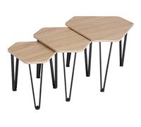 TecTake - Juego de mesas auxiliares Torquay, Conjunto de mesitas auxiliares Estilo Industrial, mesillas de recibidor, Set de mesas (Madera Industrial Clara, Roble Sonoma)