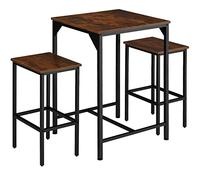 TecTake® Juego de Muebles de Bar, Conjunto de taburetes con Mesa para bistró, Set Minimalista de Comedor con Asientos Estilo Industrial (Madera Industrial Oscura, rústica)