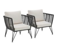 Tectake - Juego de sillones de jardín SUNDO en diseño de cuerda, Cómodos sillones de jardín en un práctico set, Poliratán resistente a la intemperie y duradero en forma redonda, Estructuras sólidas de