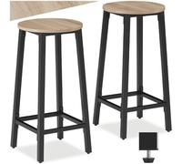 TecTake® Juego de Taburetes de Bar con Estilo Industrial, para sillas Comedor, Taburete Alto Cocina, sillas de Comedor, Barra de Cocina - 32 x 32 x 66 cm Madera Industrial Clara, Roble Sonoma