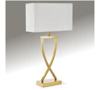 TecTake® Lámpara de Mesa Diseño Moderno, para Mesitas de Noche de Bebe, Interruptor Basculante, Lampara Escritorio, Lampara Estudio, Decoracion Habitacion - Color Latón