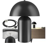 TecTake® Lámpara de Mesa Retro Regulable, Diseño de Seta Años 70, Lámpara Sobremesa, Luz de Noche, Lámpara Pequeña, Lámpara Lectura, Lámpara Decorativa, Iluminación de Dormitorio y Salón - negra