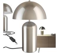 TecTake® Lámpara de Sobremesa Retro, Diseño Años 70, Iluminación Indirecta, Acero Revestido, Interruptor Basculante, Lámpara Seta, para Mesitas de Noche o Salón, Lámpara de Mesa Moderna - Níquel Mate