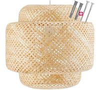 tectake® lampara de techo boho, estructura de bambú trenzada, 40 W, lamparas techo, cable ajustable, fácil instalación, lampara techo dormitorio, lampara salon - Bambú trenzado