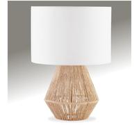 TecTake® Lampara Mesita Noche Estilo Boho con Pantalla de Tela, Base de Yute Sostenible Hecha a Mano, para tus Mesitas de Noche, Lampara Mesa, Lamparas, Habitacion - 32 x 32 x 45 cm