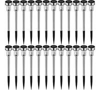 TecTake LED Solar lampara de Jardin cambiante Patio Recargable Acero Inoxidable | Blanco frío Color - Varias cantidades - (Tipo 4: 24x Blancas | no. 402312)