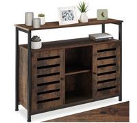 tectake® Librería Estantería Industrial con Armario Esquinero de 2 Puertas Magnéticas, Mueble Almacenaje en Madera y Acero, Vitrina Expositora - 100 x 37 x 82 cm Madera Industrial Oscura, Rústica