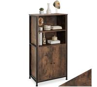 tectake® Librería Estantería Industrial con Armario Esquinero de 2 Puertas Magnéticas, Mueble Almacenaje en Madera y Acero, Vitrina Expositora - 60 x 38 x 125 cm Madera Industrial Oscura, Rústica