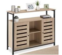 tectake® Librería Estantería Industrial con Armario Esquinero de 2 Puertas Magnéticas, Mueble Almacenaje en Madera y Acero, Vitrina Expositora - 100 x 37 x 82 cm Madera Industrial Clara, Roble Sonoma