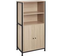 Tectake Librería industrial con armario y 2 baldas 60x38x125 cm madera clara