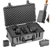 TecTake® Maletín Cámara Vacío con Espuma, Carcasa Rígida, Carro Herramientas a Prueba de Golpes, Caja Herramientas con Ruedas y Asas Telescópicas, Resistente a la Intemperie, 56 x 46 x 27 cm