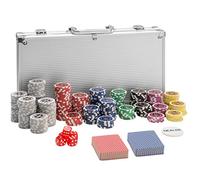 tectake® maletín de poker profesional, fichas de poker, juego de cartas, set poker con 2 baraja de cartas, fichas poker, kit poker, maletin poker, juegos de mesa - Maletín Plateado 300 fichas