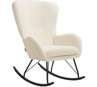 Tectake Mecedora acolchada con respaldo y cojín extraíble 120 kg, crema/negro