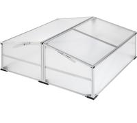 Tectake Mecedora de ratán de aluminio con reposapiés y acolchado 150 kg gris