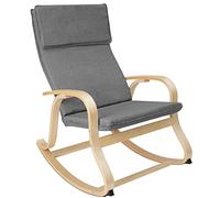 TecTake® Mecedora Roca de Madera de Abedul 150kg, Silla Mecedora, Oscilante, Sillón Ergonómico para Balanceo - Gris Claro