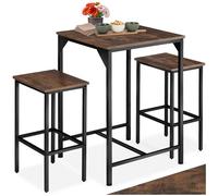 TecTake® Juego de Muebles de Bar, Conjunto de taburetes con Mesa para bistró, Set Minimalista de Comedor con Asientos Estilo Industrial (Madera Industrial Oscura, rústica)
