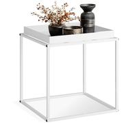 tectake® Mesa Auxiliar Apilable, Acero con Bandeja, Topes Antideslizantes, Muebles Auxiliares, Mesas Salon, Mesitas de Noche, Mueble Comedor, Mesa de Centro - 40 x 40 x 44 cm Blanco