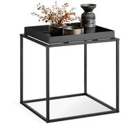 tectake® Mesa Auxiliar Apilable, Acero con Bandeja, Topes Antideslizantes, Muebles Auxiliares, Mesas Salon, Mesitas de Noche, Mueble Comedor, Mesa de Centro - 40 x 40 x 44 cm Negro