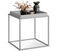 TecTake® Mesa Auxiliar Apilable, Acero con Bandeja, Topes Antideslizantes, Muebles Auxiliares, Mesas Salon, Mesitas de Noche, Mueble Comedor, Mesa de Centro - 40 x 40 x 44 cm Gris