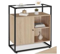 tectake® Mesa Auxiliar con Armario Magnético y Estantes, Recibidores de Entrada, Estanteria Baño, Mueble Baño, Mueble Recibidor, Aparador - 70 x 38 x 80,5 cm Madera Industrial Clara, Roble Sonoma