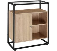 tectake® Mesa Auxiliar con Armario Magnético y Estantes, Recibidores de Entrada, Estanteria Baño, Mueble Baño, Mueble Recibidor, Aparador - 70 x 38 x 80,5 cm Madera Industrial Clara, Roble Sonoma