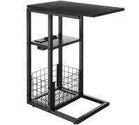 TecTake® Mesa Auxiliar para Portátil, Mesa en Forma de C con Estación de Carga, 2 Puertos AC y USB, Mesita de Noche, Bandeja para Cama o Sofá, Mesa para Cama, Salón, Sofá, Mueble Auxiliar - Blanco