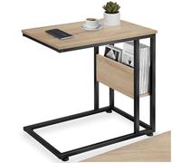 TecTake Mesa Auxiliar Estilo Industrial, 55 x 36,5 x 60 cm, Capacidad de Carga: (Estante Superior) 75 kg, (Estante Lateral) 20 kg (Madera Industrial Clara)