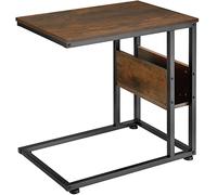 TecTake® Mesa Auxiliar Estilo Industrial, 55 x 36,5 x 60 cm, Capacidad de Carga: (Estante Superior) 75 kg, (Estante Lateral) 20 kg (Madera Industrial Oscura, rústica)