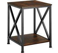 TecTake® Mesa Auxiliar Estilo Industrial, Mesita para café, Mueble Interior para salón, Mesilla para sofá de diseño Minimalista (Madera Industrial Oscura, rústica)
