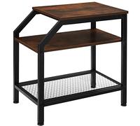 tectake® Mesa Auxiliar Madera y Acero, 2 Estantes, Mueble Auxiliar Salon, Dormitorio y Oficina, Decoracion Hogar, Mesitas de Noche - 58,5 x 36,5 x 59,5 cm Madera Industrial Oscura, Rústica