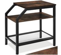 tectake® Mesa Auxiliar Madera y Acero, 2 Estantes, Mueble Auxiliar Salon, Dormitorio y Oficina, Decoracion Hogar, Mesitas de Noche - 58,5 x 36,5 x 59,5 cm Madera Industrial Oscura, Rústica