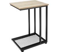 TecTake Mesa Auxiliar, Mobiliario de Salón, Estilo Industrial, Forma Asimétrica, Mueble de Interior, Marco de Acero (Madera Industrial Clara)
