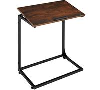 TecTake® Mesa Auxiliar para portátil 55x35x66,5cm, Tablero Regulable de Estilo Industrial para Trabajar con Ordenador, Mesa de sofá para Leer (Madera Industrial Oscura, rústica)