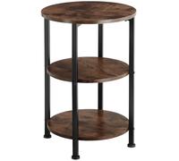 TecTake® Mesa Auxiliar Redonda, 3 Estantes MDF y Acero, para Salon y Dormitorio, Mesitas de Noche, Decoracion Hogar, Mesita de Noche - 40 x 40 x 61 cm Madera Industrial Oscura, Rústica