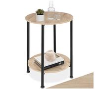 TecTake® Mesa Auxiliar Redonda con 2 Estantes, Mesa Auxiliar Salon, Mesita Auxiliar, Mesa Pequeña, Mesa de Centro, Decoracion Hogar, Muebles - 45 x 45 x 64 cm Madera Industrial Clara, Roble Sonoma