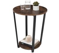 TecTake® Mesa Auxiliar Redonda con Pies Ajustables, para Salon cómo Mesa de Centro o Dormitorio cómo Mesitas de Noche, Decoracion Hogar - 50 x 50 x 62,5 cm Madera Industrial Oscura, Rústica