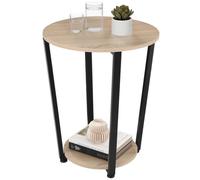 TecTake® Mesa Auxiliar Redonda con Pies Ajustables, para Salon cómo Mesa de Centro o Dormitorio cómo Mesitas de Noche, Decoracion Hogar - 50 x 50 x 62,5 cm Madera Industrial Clara, Roble Sonoma