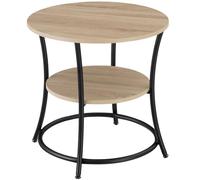 TecTake® Mesa Auxiliar Redonda Estilo Industrial con Estante, Mesa de Centro Salon, Mesita Auxiliar, Muebles de Salon, Decoracion Hogar - 55 x 55 x 56 cm Madera Industrial Clara, Roble Sonoma