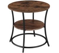 TecTake® Mesa Auxiliar Redonda Estilo Industrial con Estante, Mesa de Centro Salon, Mesita Auxiliar, Muebles de Salon, Decoracion Hogar - 55 x 55 x 56 cm Madera Industrial Oscura, Rústica