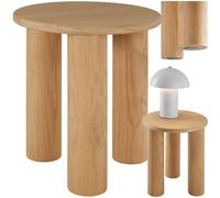 tectake® Mesa Auxiliar Redonda, Mesita Centro Ovalada, Patas Madera Maciza, Tablero MDF, Protección Antideslizante, Mesas Redondas Pequeñas, Mesita Auxiliar Comedor, Mesas Bajas, Decoración Mesa Salón